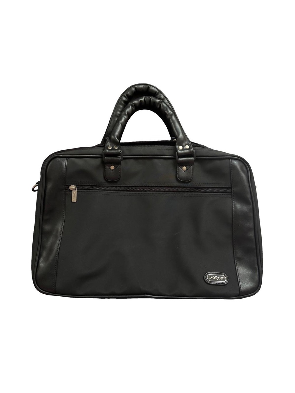 Vintage Porox Black Laptop Briefcase Dual Compartment Work Bag Organizer